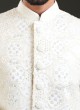 Exquisite Cream Georgette Embroidered Sherwani